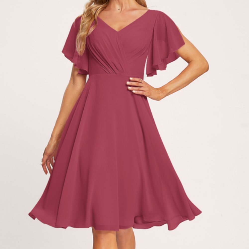 JJs House Elegant Midi Dress in Raspberry Pink